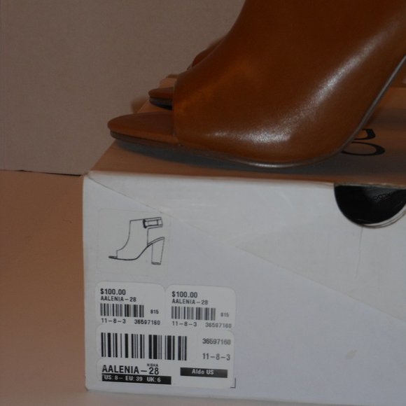 ALDO TAN LEATHER SHOES SIZE 8 MEDIUM-NEW IN BOX - Picture 10 of 11